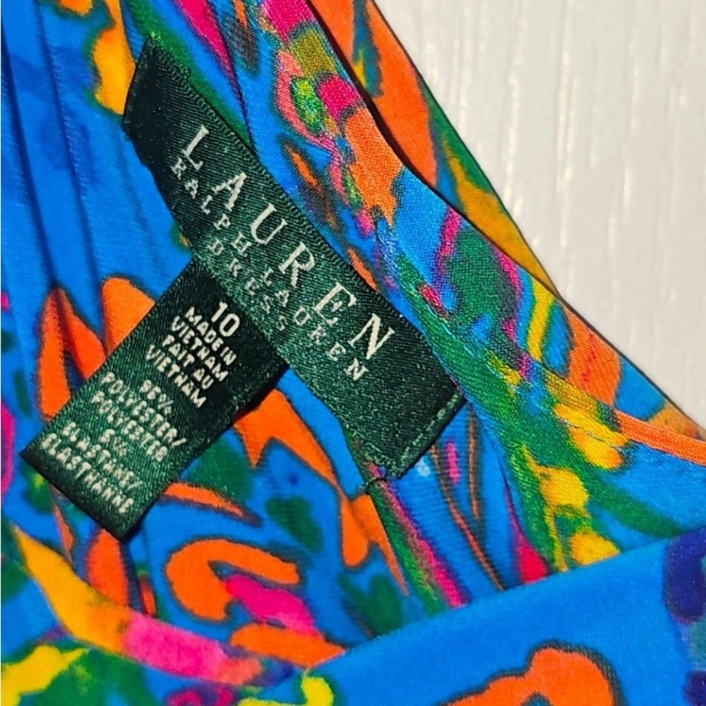 Ralph Lauren multi colored one shoulder dress size 10